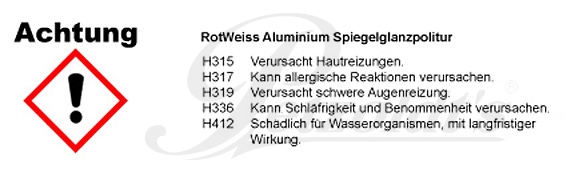 Aluminium Spiegelglanzpolitur, RotWeiss CLP/GHS Verordnung