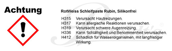 Schleifpaste Rubin, RotWeiss, 750 ml CLP/GHS Verordnung