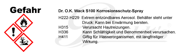 S100 Korrosionsschutz-Spray, Dr. O.K. Wack CLP/GHS Verordnung