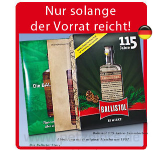 Ballistol Universalöl historische Glasflasche 115-J.-Sammlerbox